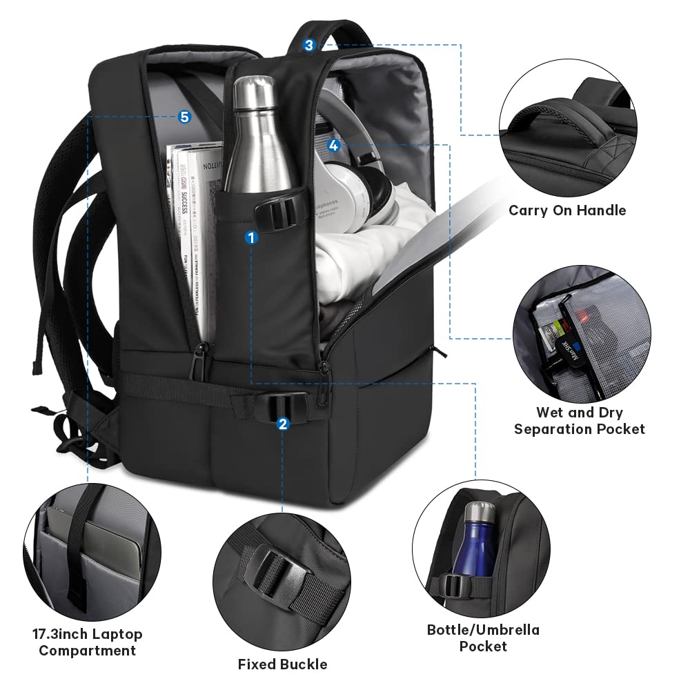 Foto 4 | Mochila de Viaje Bange Negra para Portátil de 17'' - Venta Internacional