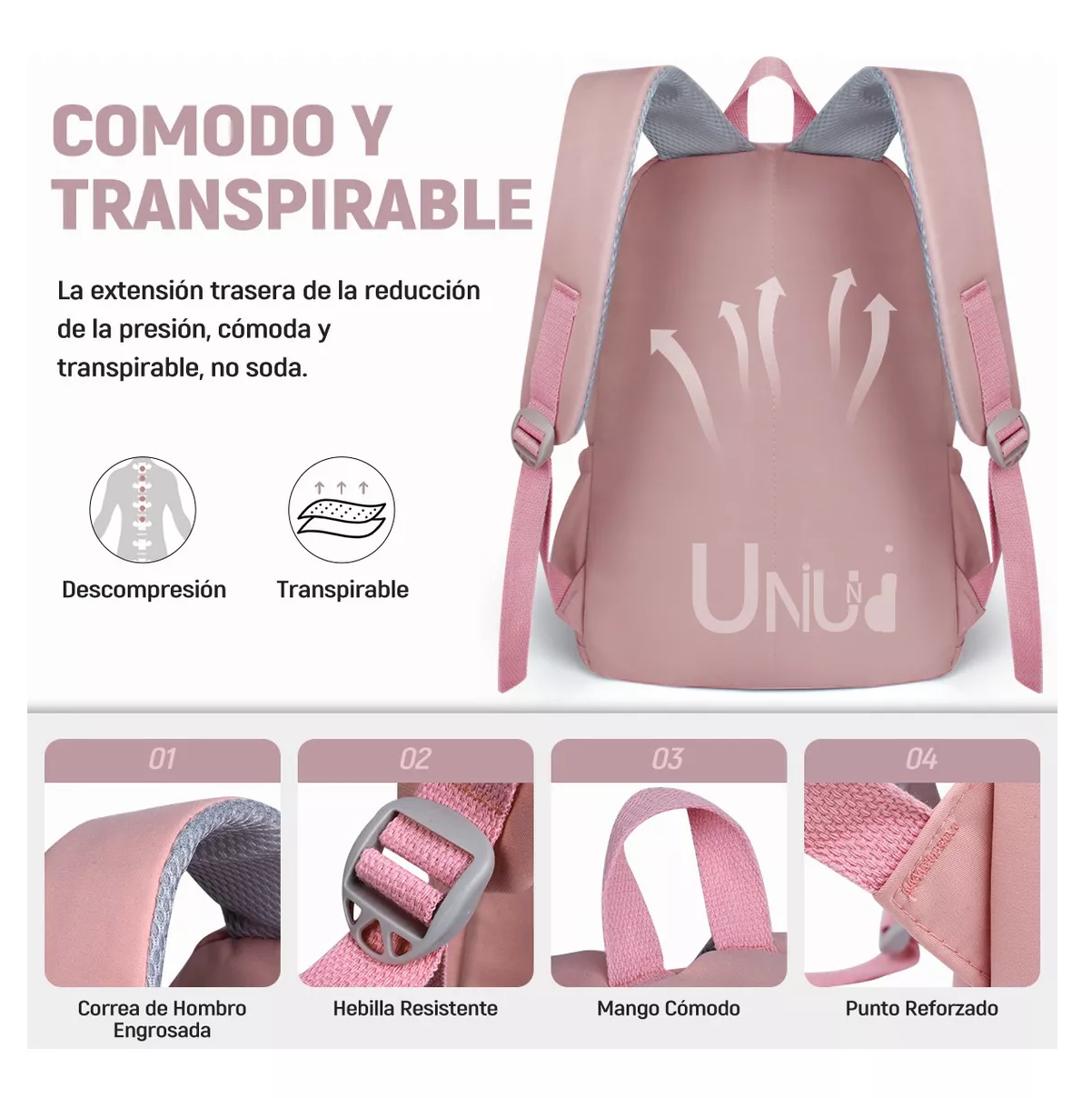 Foto 5 | Mochila Escolar De Viaje Bolsa Juvenil De Moda Para Laptop Color Rosa C