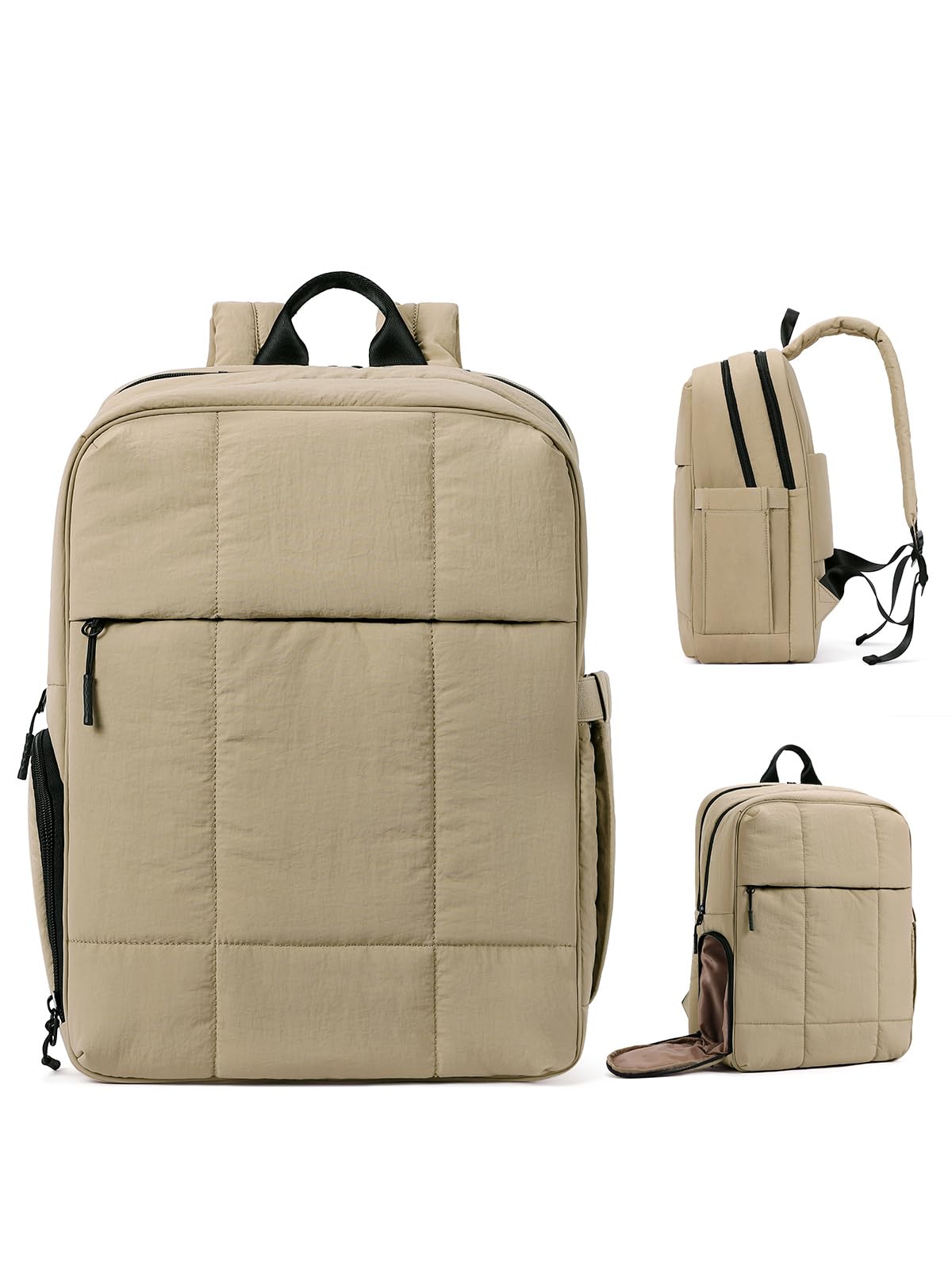 Mochila Cluci Acolchada De Viaje Para Portátil De 15.6 Pulgadas, Color Camel Pálido - Venta Internacional. $1,703