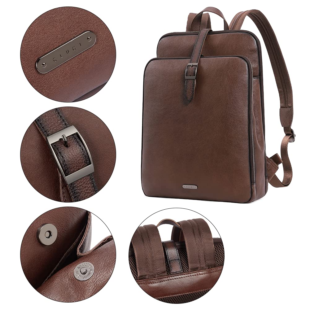 Foto 3 | Mochila Cluci De Piel Auténtica Para Mujer, 15,6 Pulgadas, Color Café - Venta Internacional.