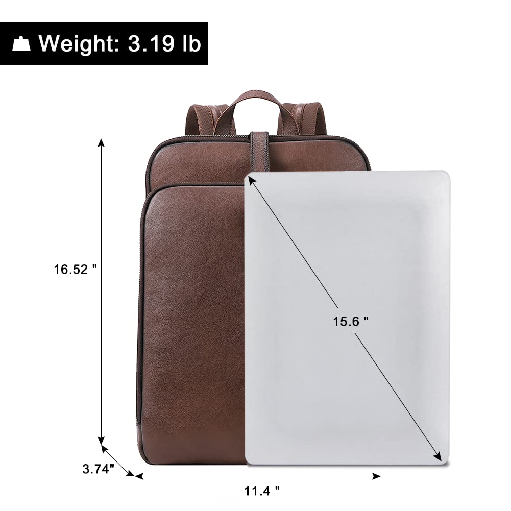 Foto 4 | Mochila Cluci De Piel Auténtica Para Mujer, 15,6 Pulgadas, Color Café - Venta Internacional.