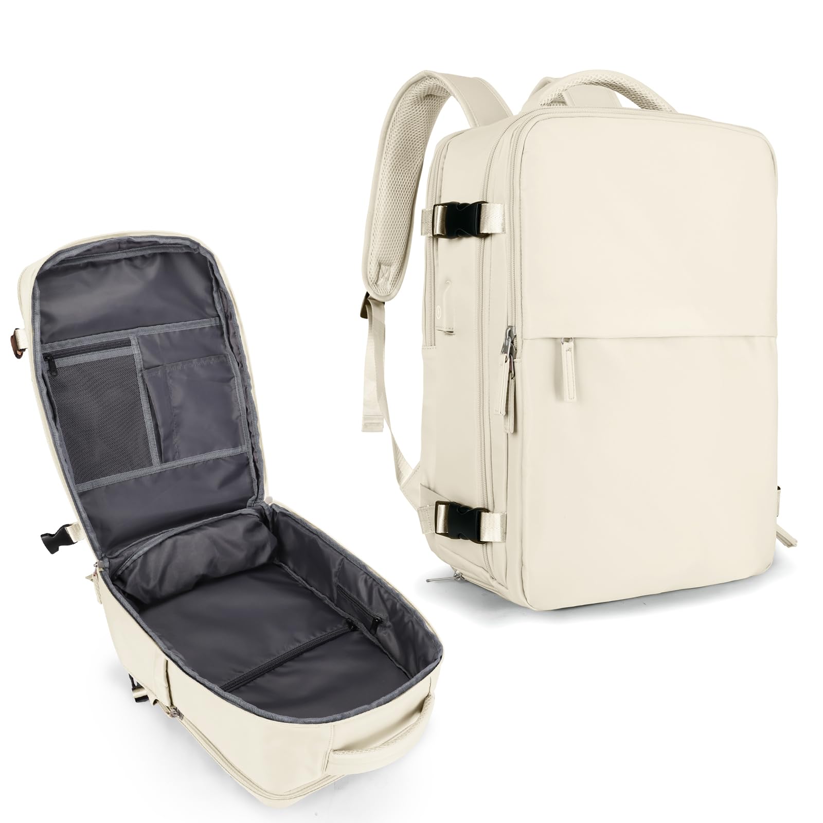Mochila Coowoz Carry On Travel, Impermeable, 1,23 Kg, Color Blanco Roto - Venta Internacional.