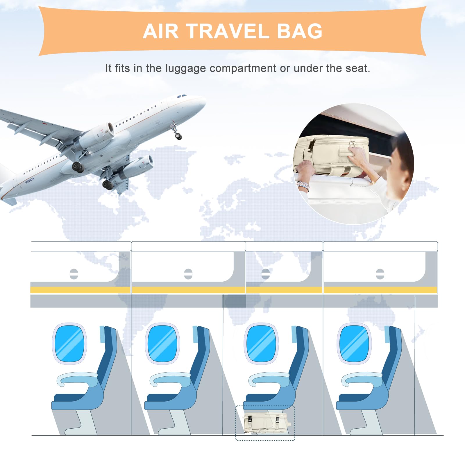 Foto 6 | Mochila Coowoz Carry On Travel, Impermeable, 1,23 Kg, Color Blanco Roto - Venta Internacional.