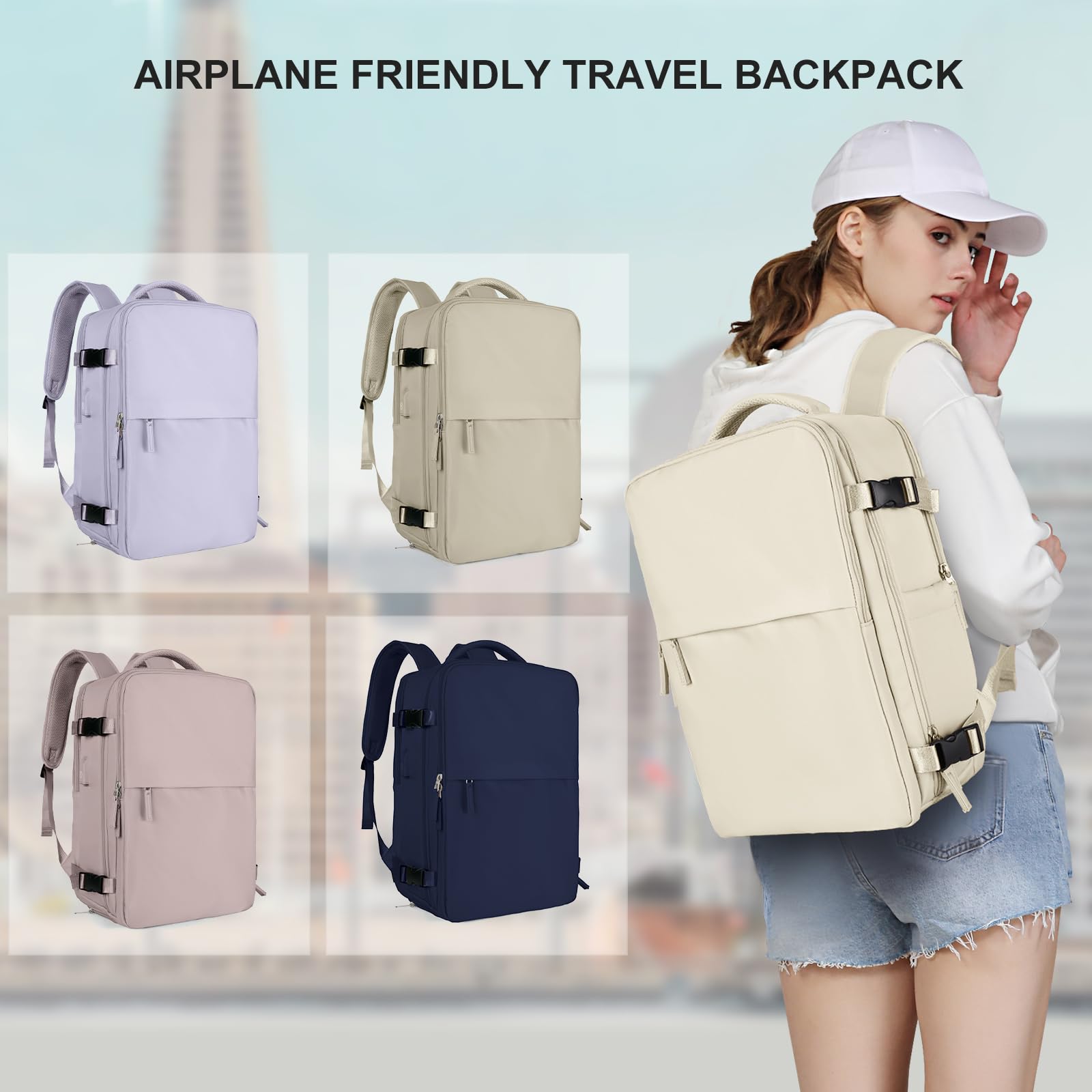 Foto 8 pulgar | Mochila Coowoz Carry On Travel, Impermeable, 1,23 Kg, Color Blanco Roto - Venta Internacional.