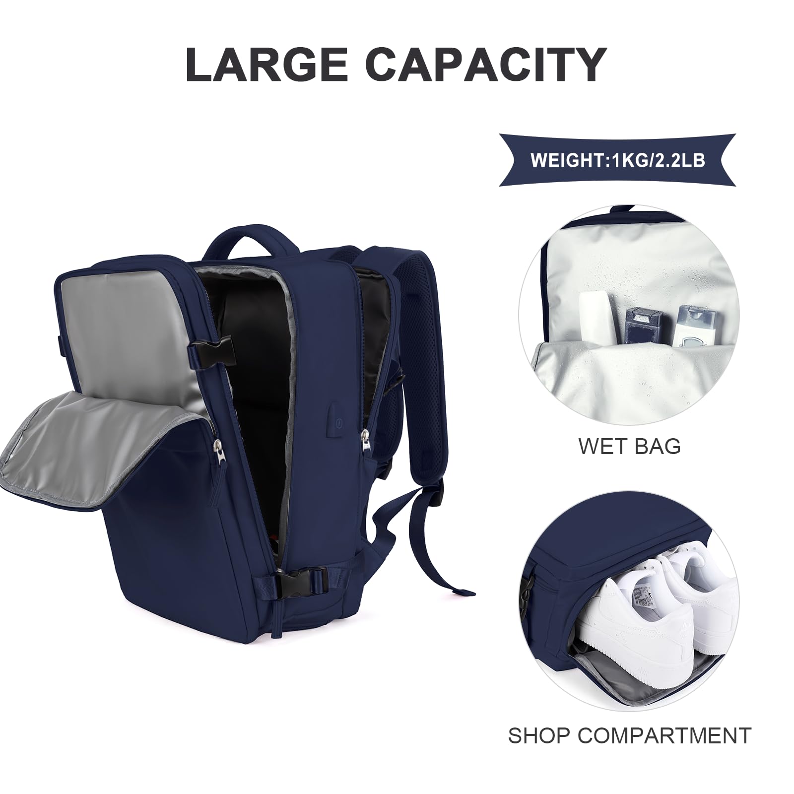 Foto 4 pulgar | Mochila Coowoz Carry On Travel, Impermeable, 30 X 16 X 45 Cm, 1,1 Kg - Venta Internacional.