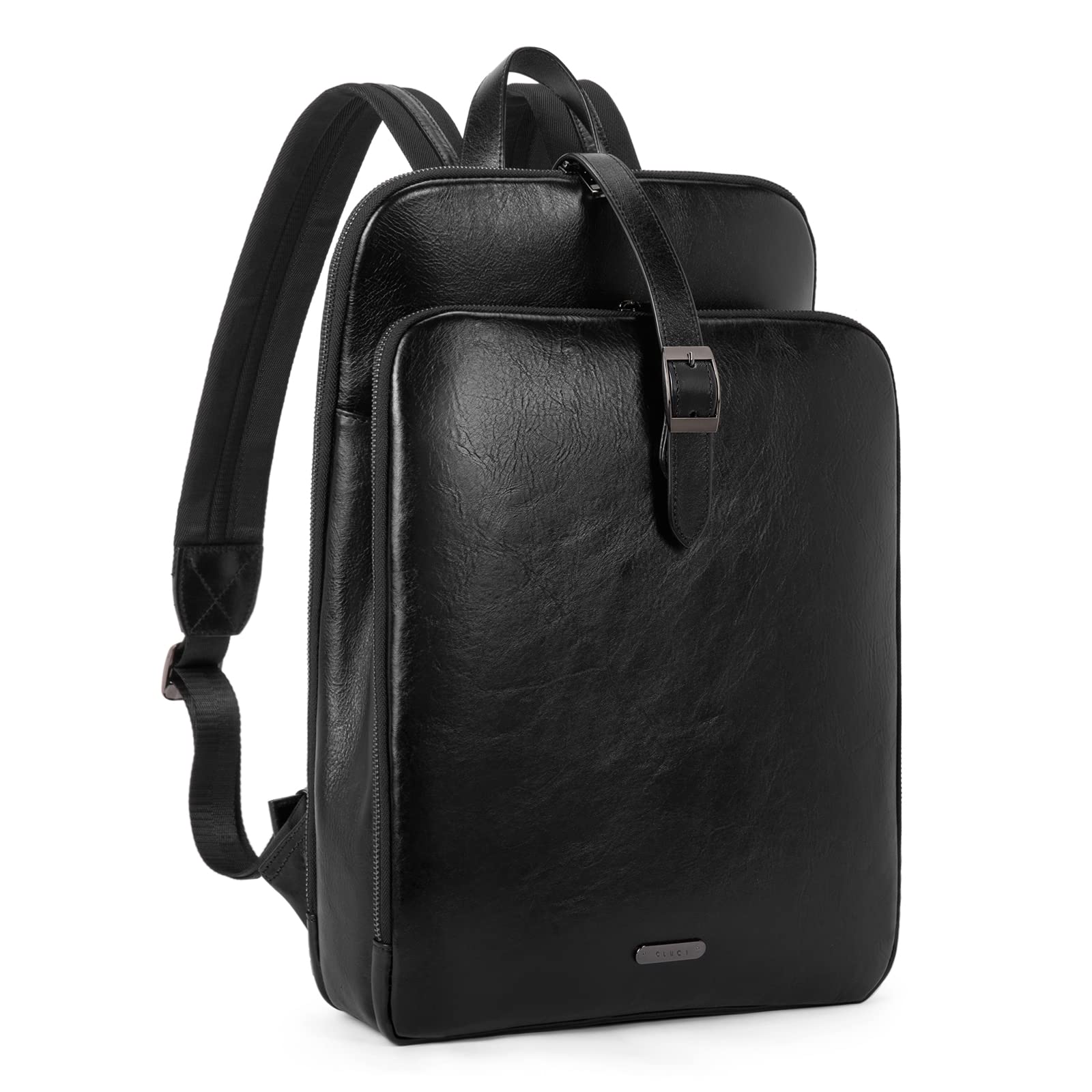 Mochila Cluci Para Portátil De Piel Auténtica De 15,6 Pulgadas Para Mujer, Color Negro - Venta Internacional. $7,022