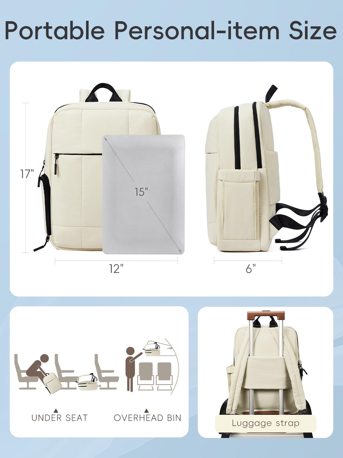 Foto 4 | Mochila Cluci Lightweight Travel Para Portátil De 15,6 Pulgadas, Color Beige - Venta Internacional.