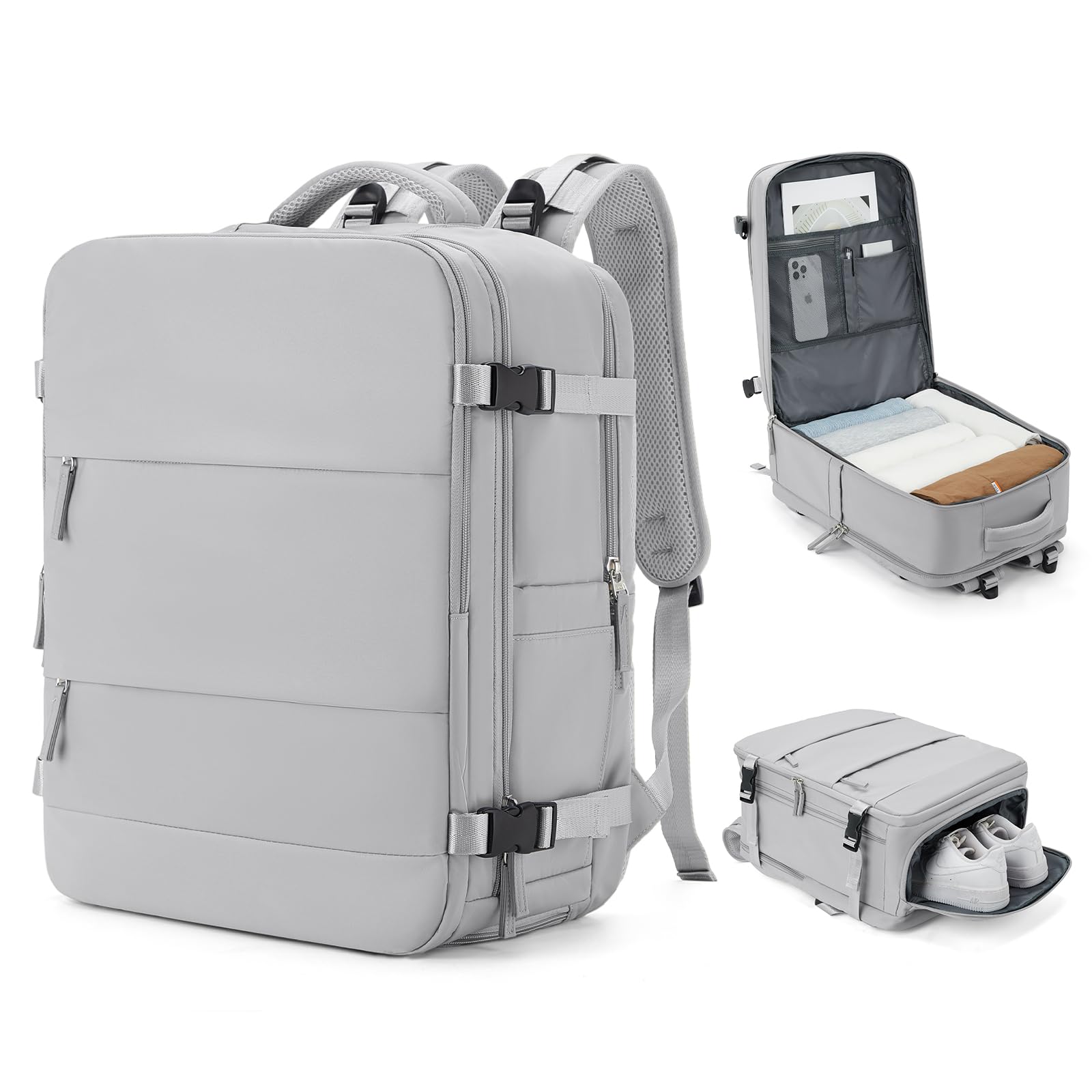 Foto 2 pulgar | Mochila De Viaje Coowoz Large Carry On Impermeable Gris - Venta Internacional.