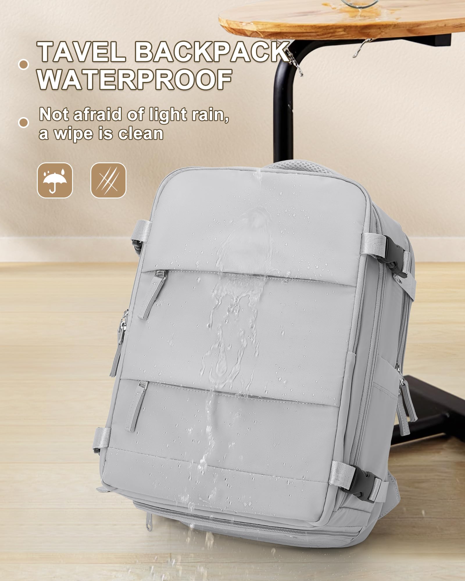 Foto 6 pulgar | Mochila De Viaje Coowoz Large Carry On Impermeable Gris - Venta Internacional.
