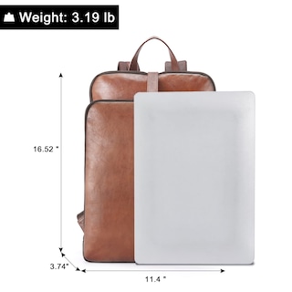 Foto 4 | Mochila Cluci Para Portátil De Piel Auténtica 15.6 Pulgadas, Color Marrón Oscuro, Para Mujer - Venta Internacional.