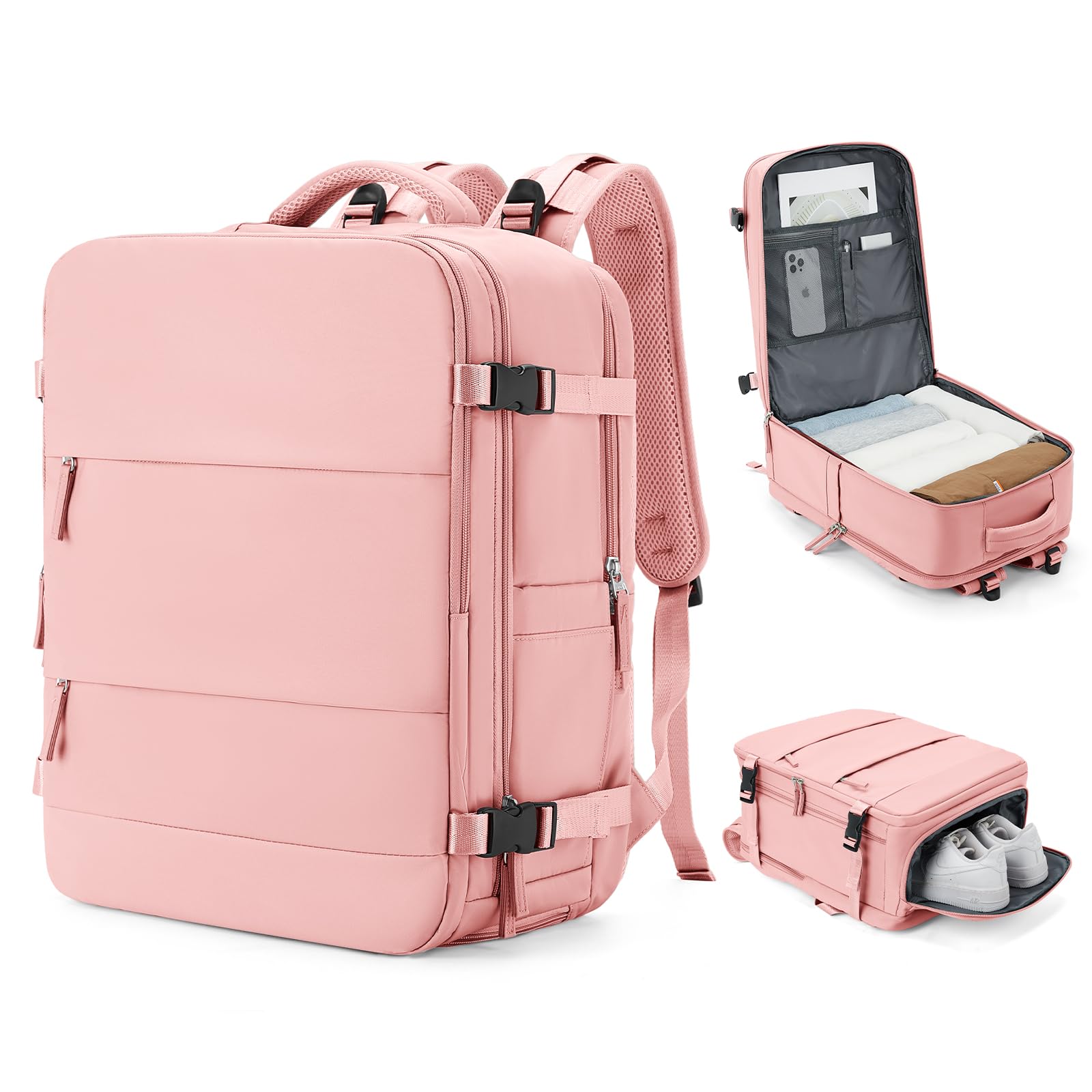 Mochila De Viaje Coowoz Large Carry On Waterproof Rosa - Venta Internacional.