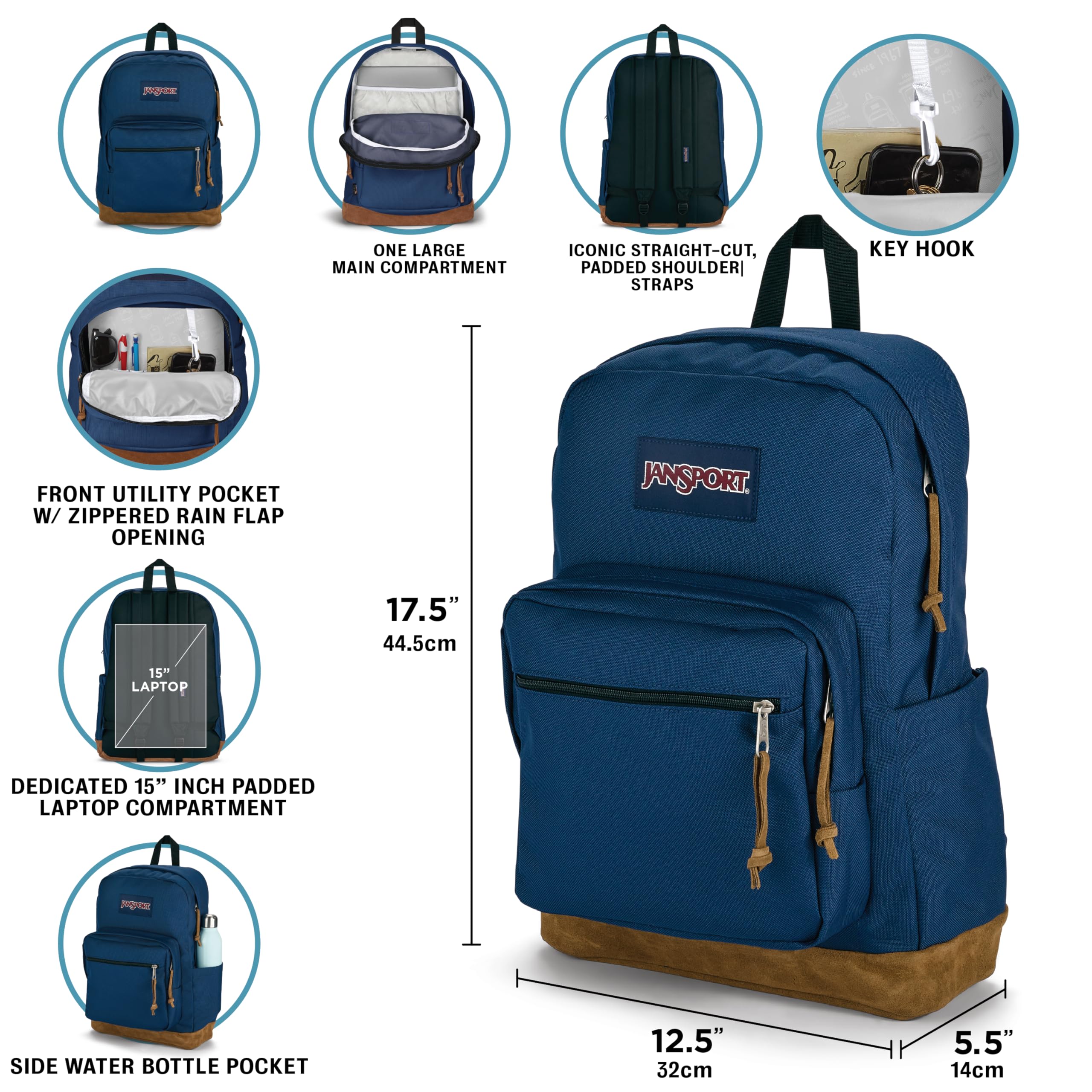 Foto 3 | Mochila Jansport Right Pack, Duradera, Con Funda Para Portátil De 15 Pulgadas - Venta Internacional.