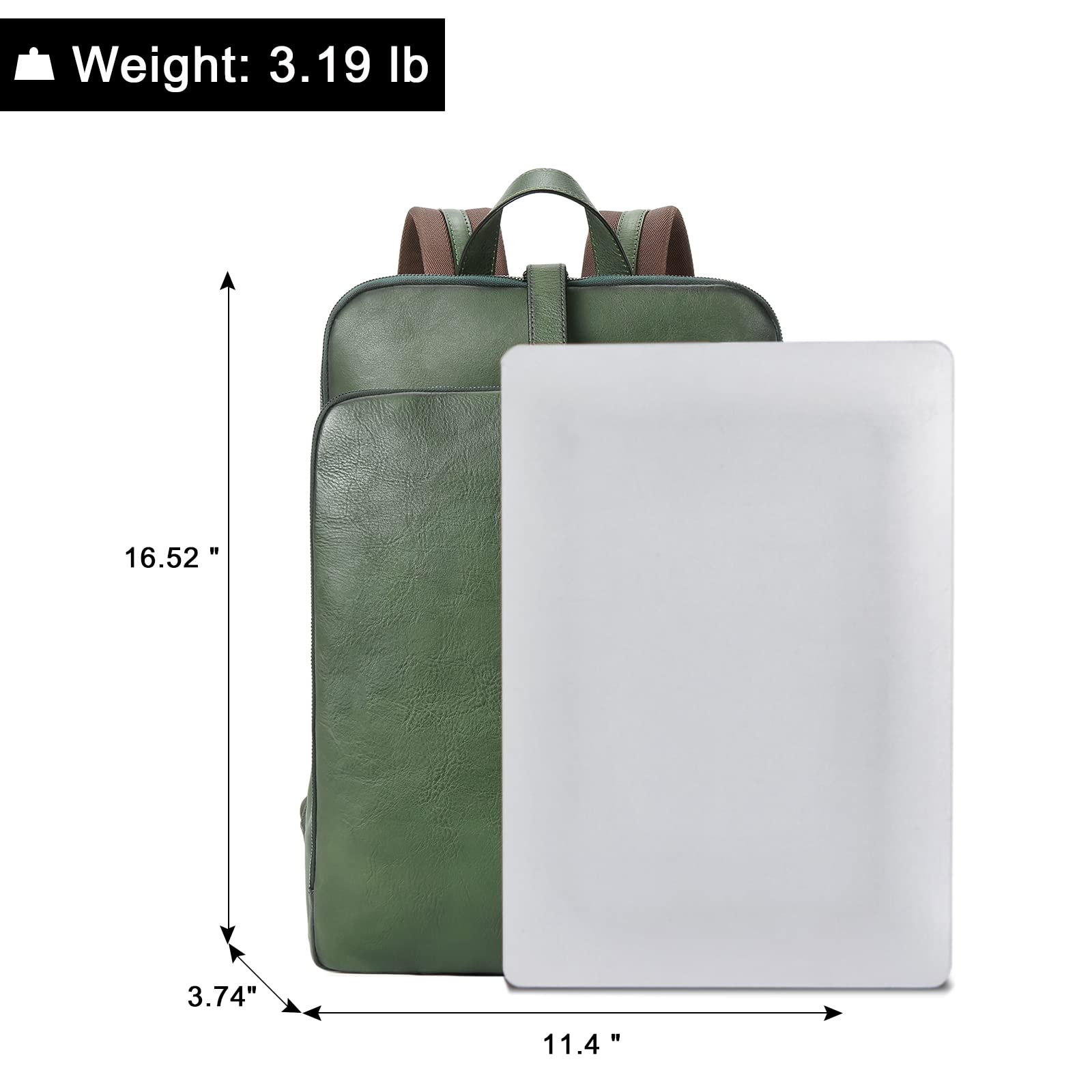 Foto 4 | Mochila Cluci Para Portátil Vintage De Piel Auténtica 15.6 Pulgadas Para Mujer - Venta Internacional.