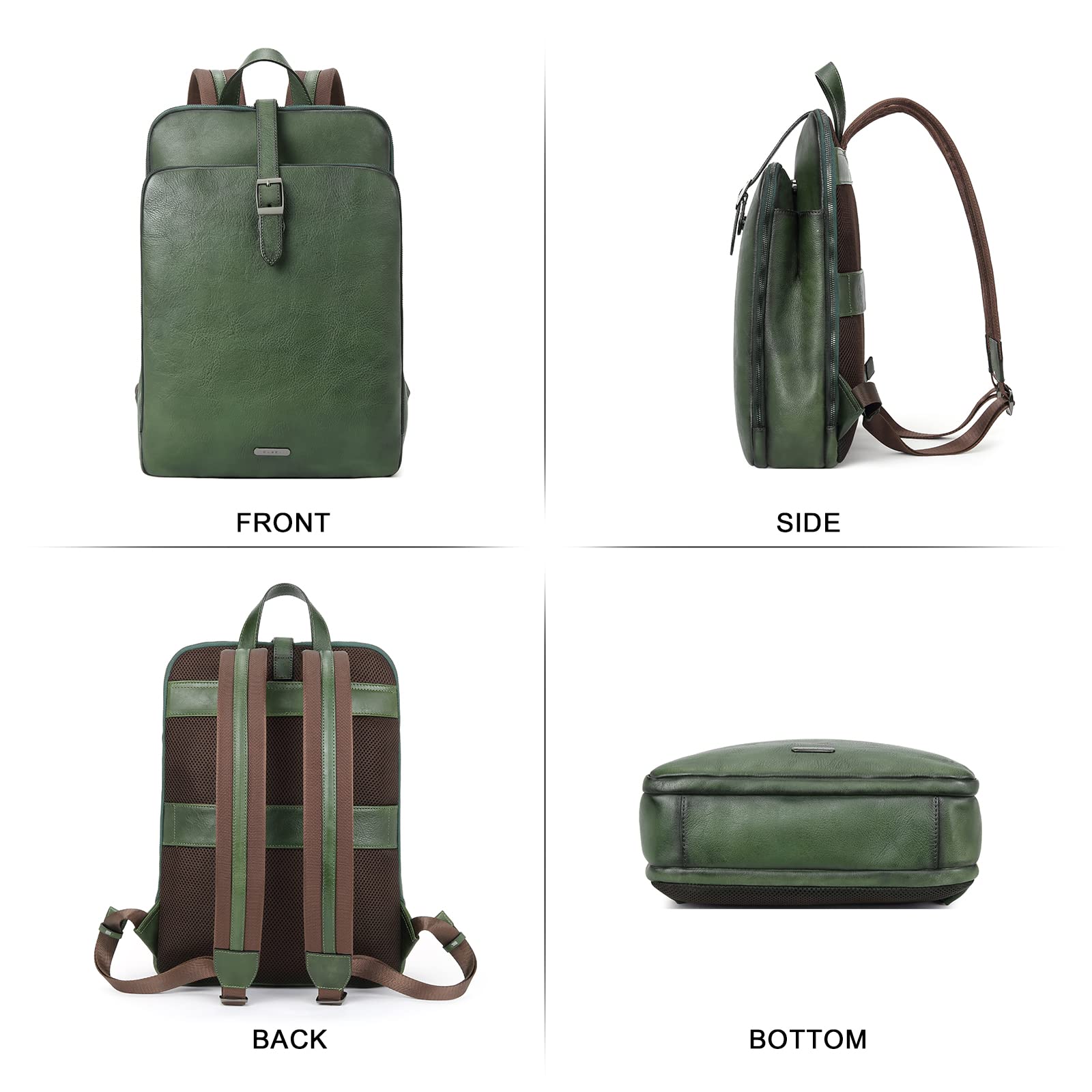 Foto 5 | Mochila Cluci Para Portátil Vintage De Piel Auténtica 15.6 Pulgadas Para Mujer - Venta Internacional.