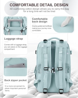 Foto 3 | Mochila de Viaje Coowoz Carry On Impermeable Azul Unisex - Venta Internacional