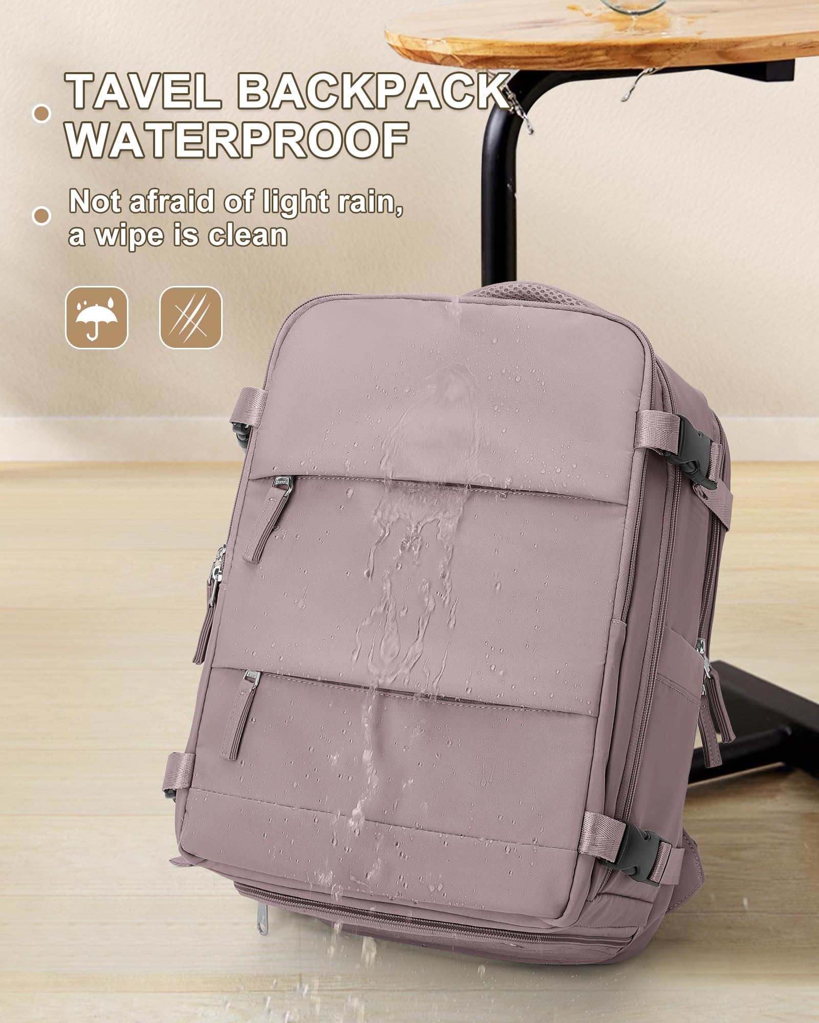 Foto 5 | Mochila de Viaje Coowoz Grande Impermeable Rosa Unisex - Venta Internacional