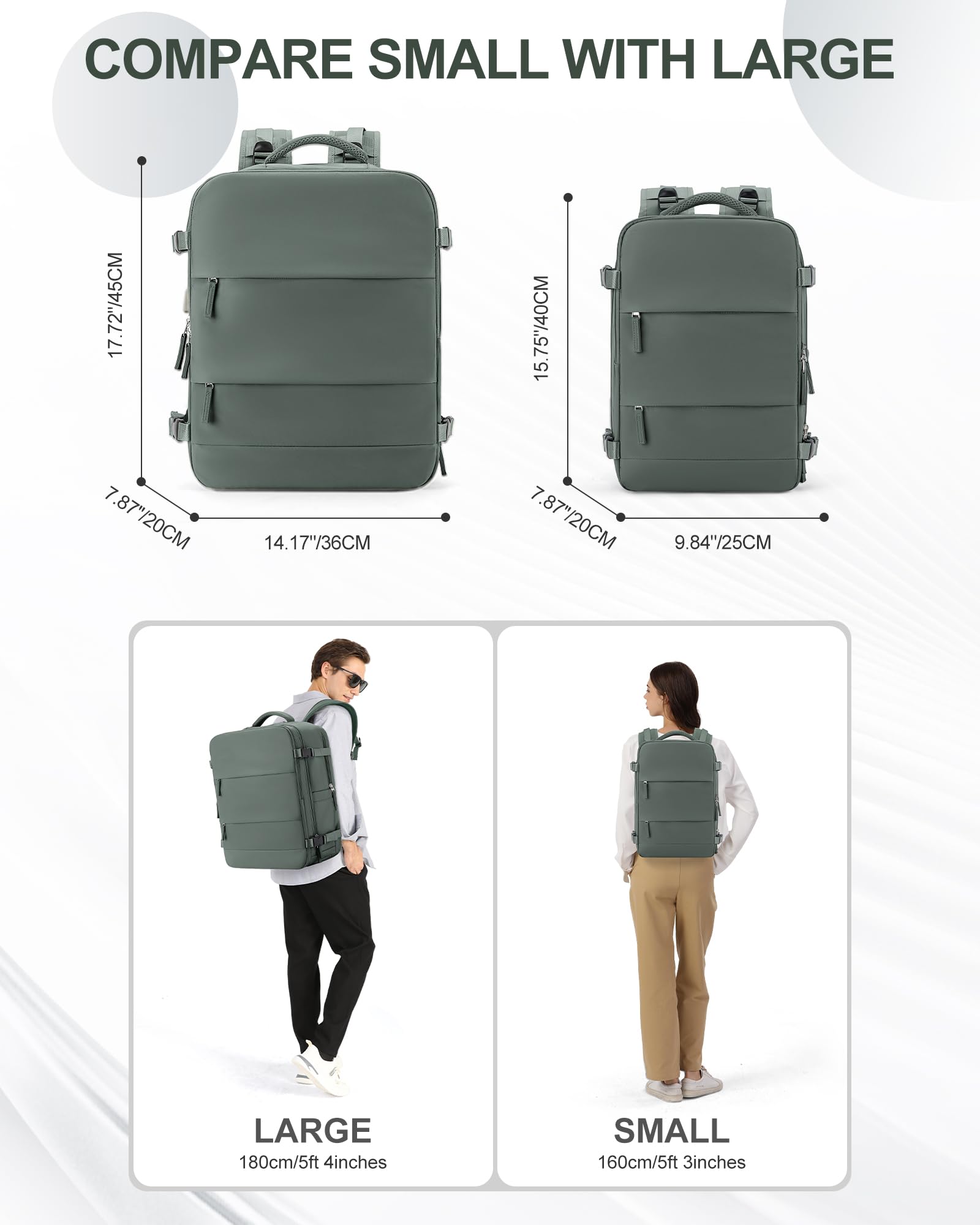 Foto 6 | Mochila de Viaje Coowoz Grande Impermeable Verde Unisex - Venta Internacional