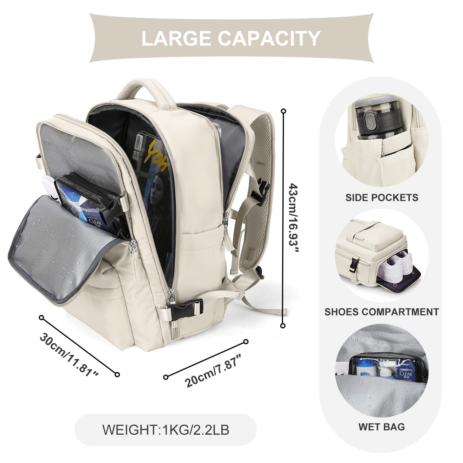 Foto 3 pulgar | Mochila de Viaje Impermeable Coowoz Airline - Venta Internacional