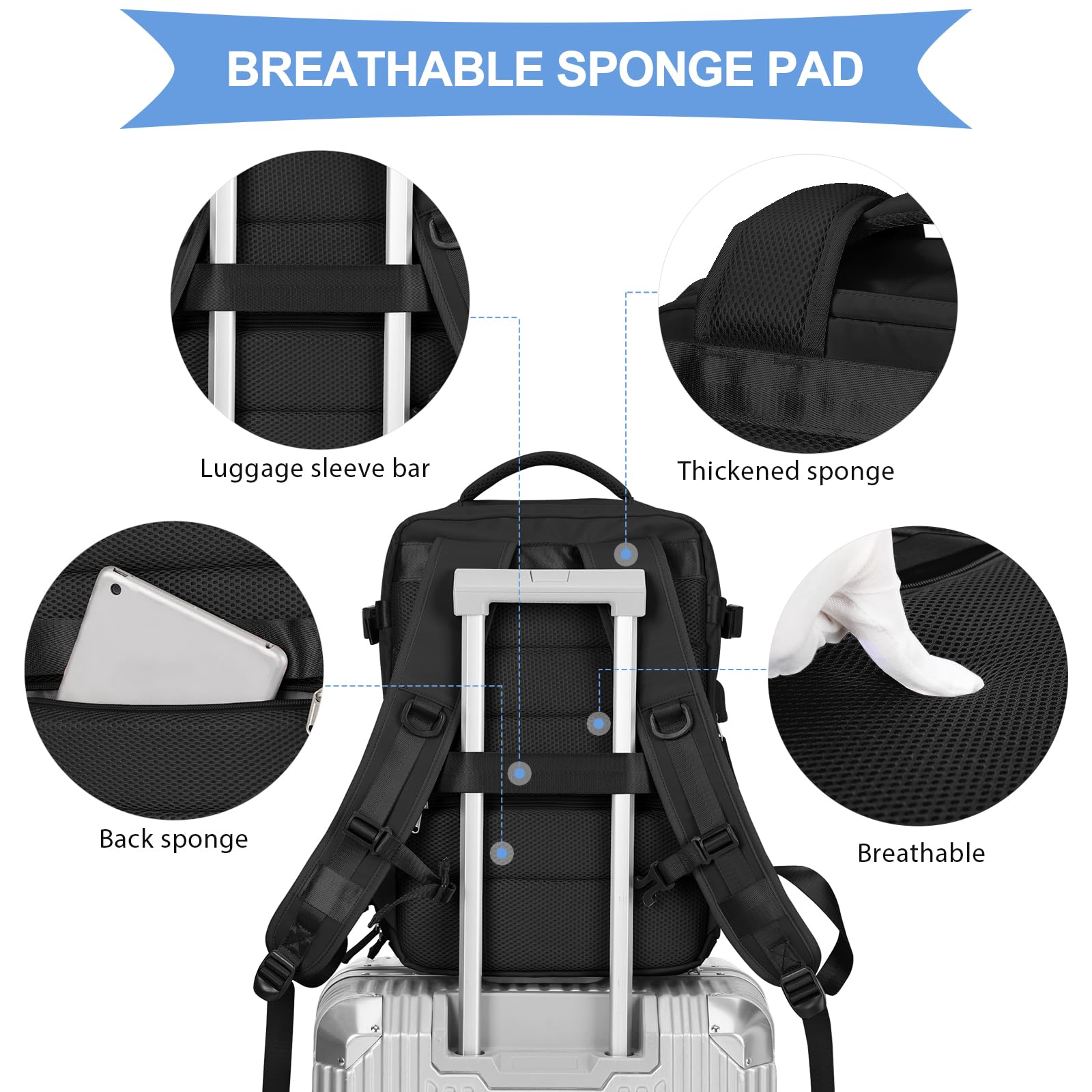 Foto 7 pulgar | Mochila de Viaje Impermeable Coowoz Airline - Venta Internacional
