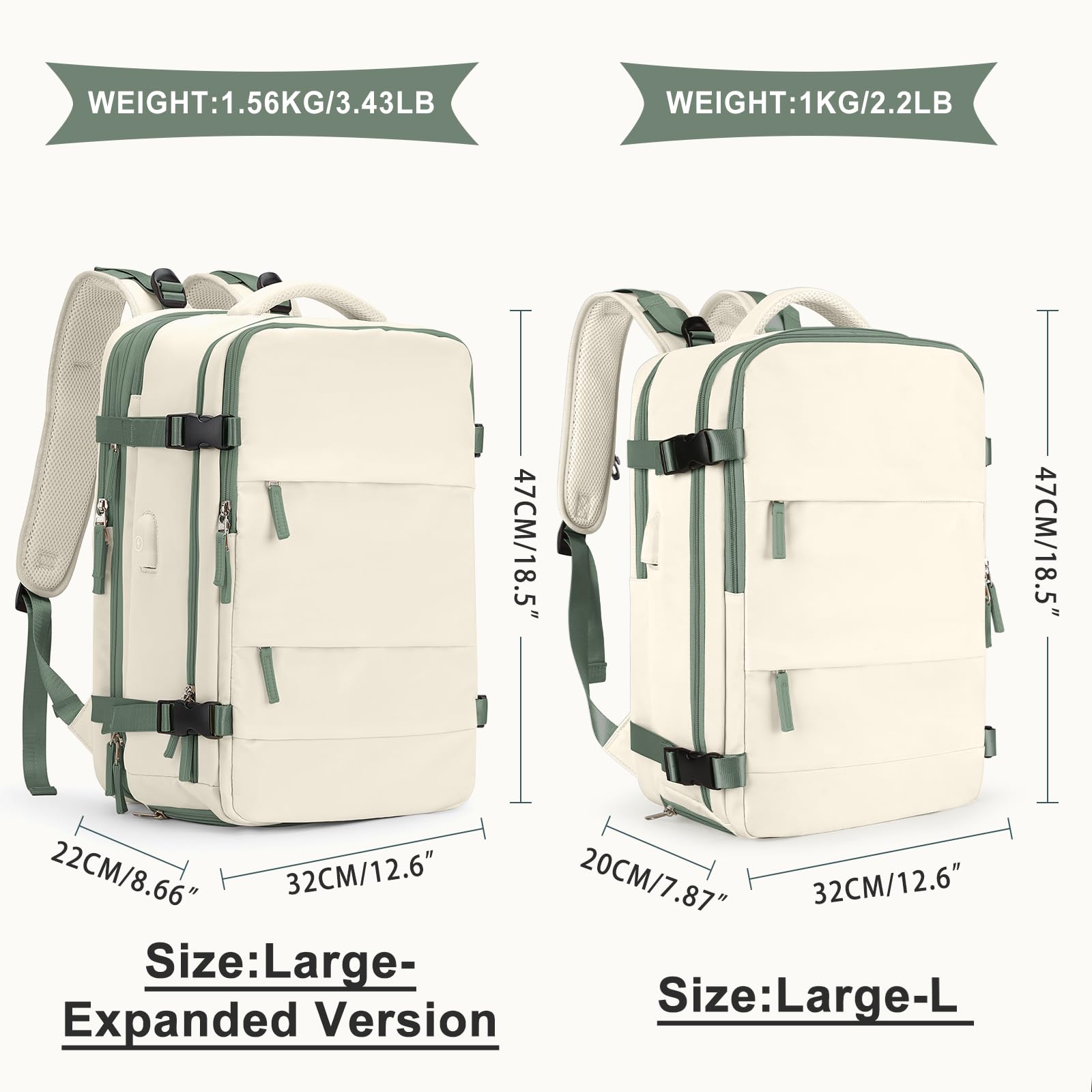 Foto 3 pulgar | Mochila Coowoz Large Travel Impermeable Blanco Unisex - Venta Internacional