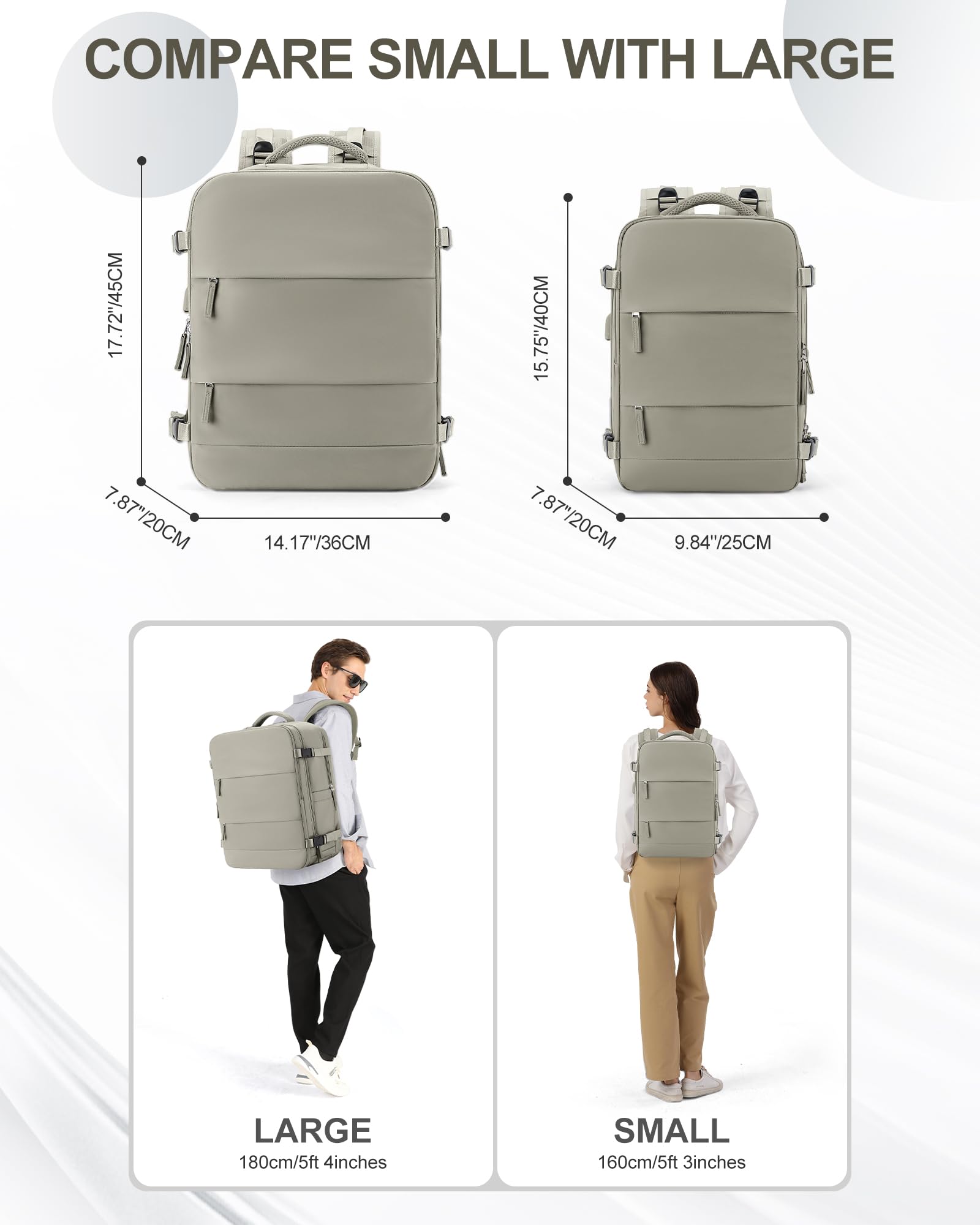 Foto 6 | Mochila de Viaje Impermeable Coowoz Carry On Unisex - Venta Internacional