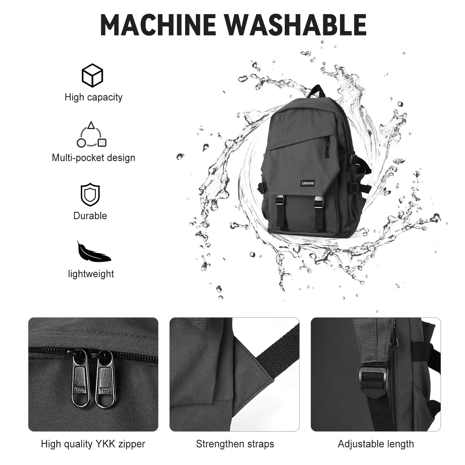 Foto 6 | Mochila Escolar Coowoz Ligera e Impermeable - Venta Internacional