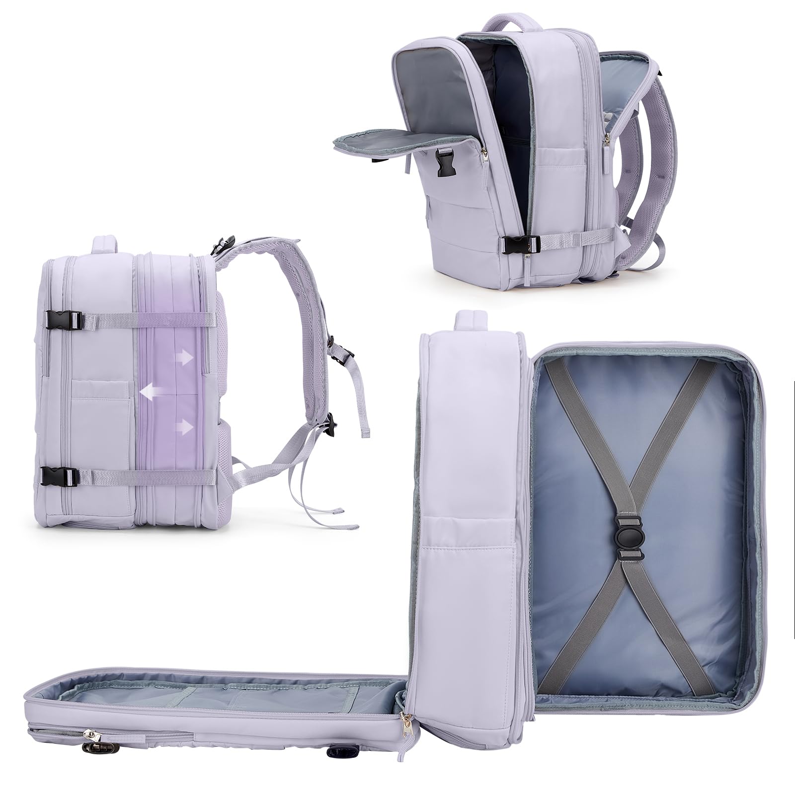 Mochila Coowoz de Viaje Grande Impermeable Morada Unisex - Venta Internacional