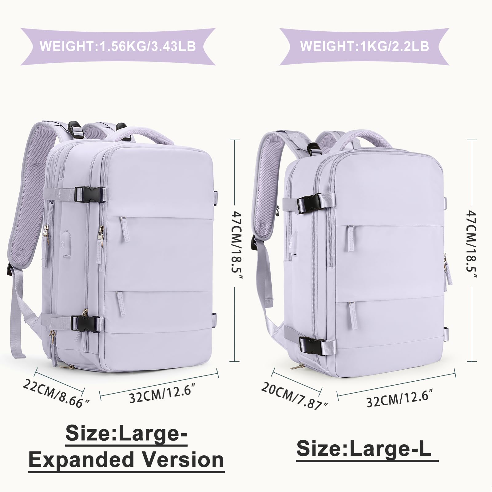 Foto 2 | Mochila Coowoz de Viaje Grande Impermeable Morada Unisex - Venta Internacional