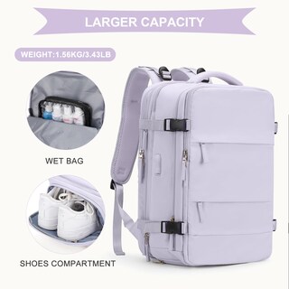 Foto 3 | Mochila Coowoz de Viaje Grande Impermeable Morada Unisex - Venta Internacional