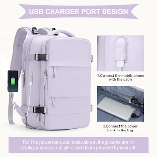 Foto 4 | Mochila Coowoz de Viaje Grande Impermeable Morada Unisex - Venta Internacional