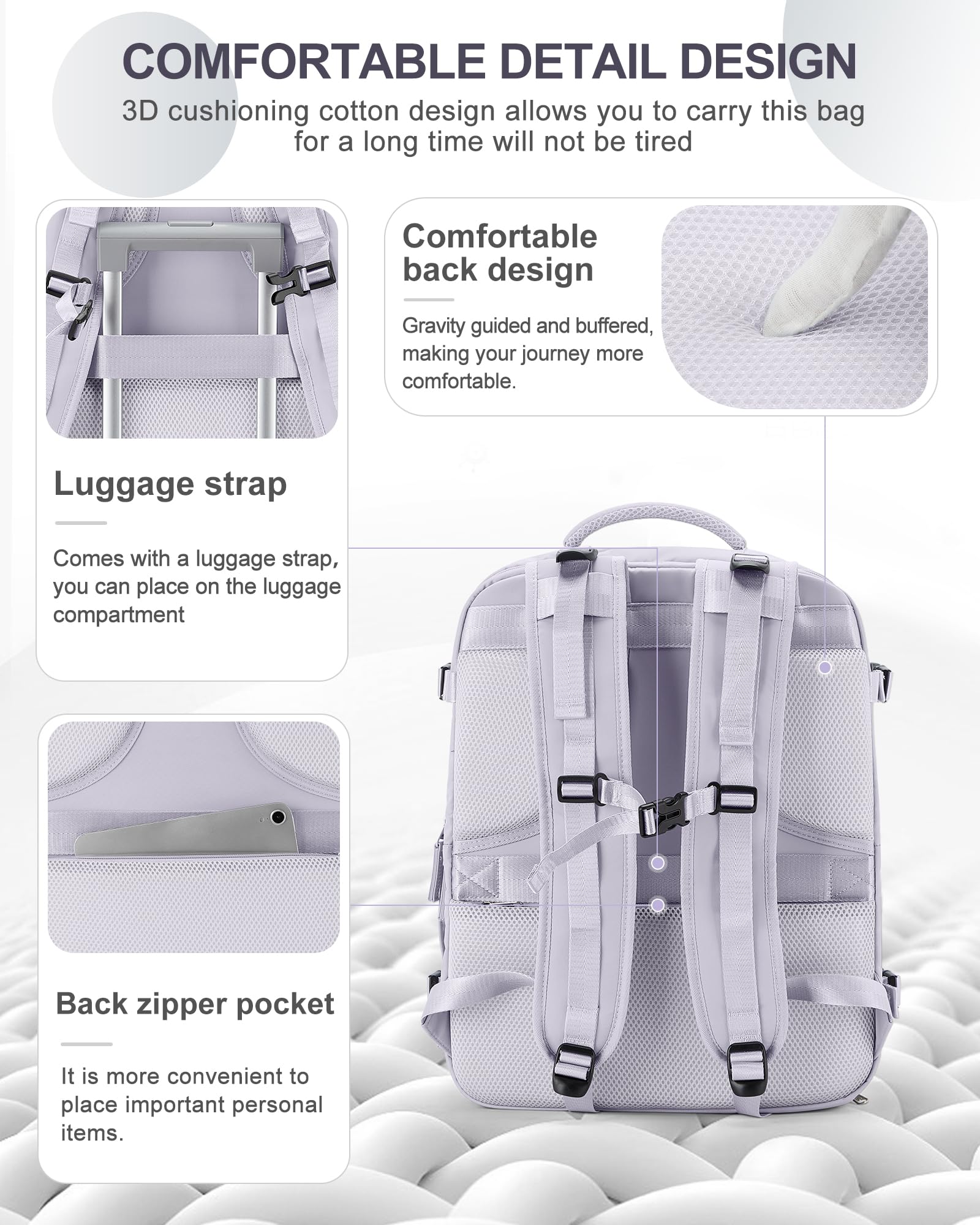 Foto 4 pulgar | Mochila de Viaje Coowoz Grande Impermeable Morada Unisex - Venta Internacional