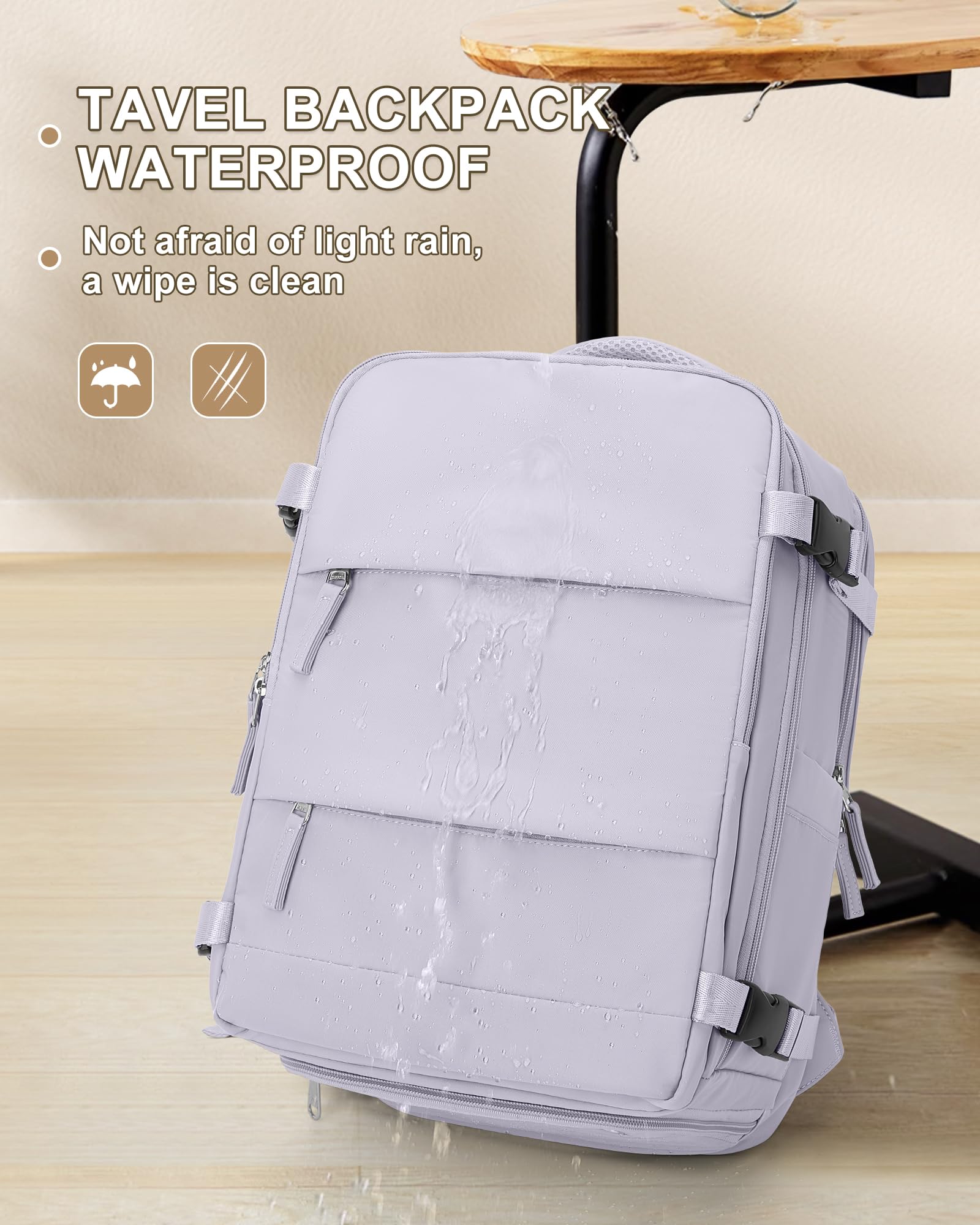 Foto 6 pulgar | Mochila de Viaje Coowoz Grande Impermeable Morada Unisex - Venta Internacional