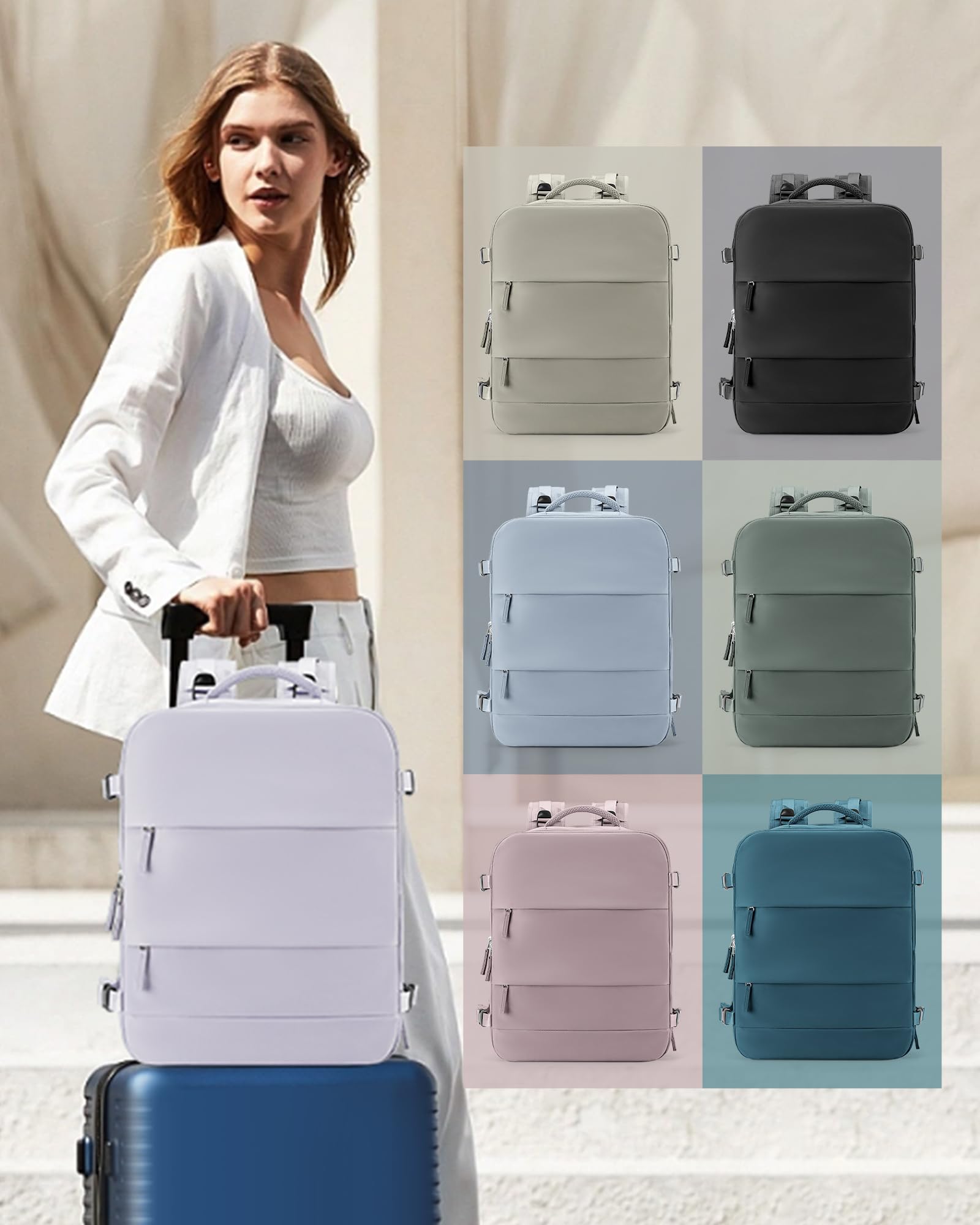 Foto 6 | Mochila de Viaje Coowoz Grande Impermeable Morada Unisex - Venta Internacional