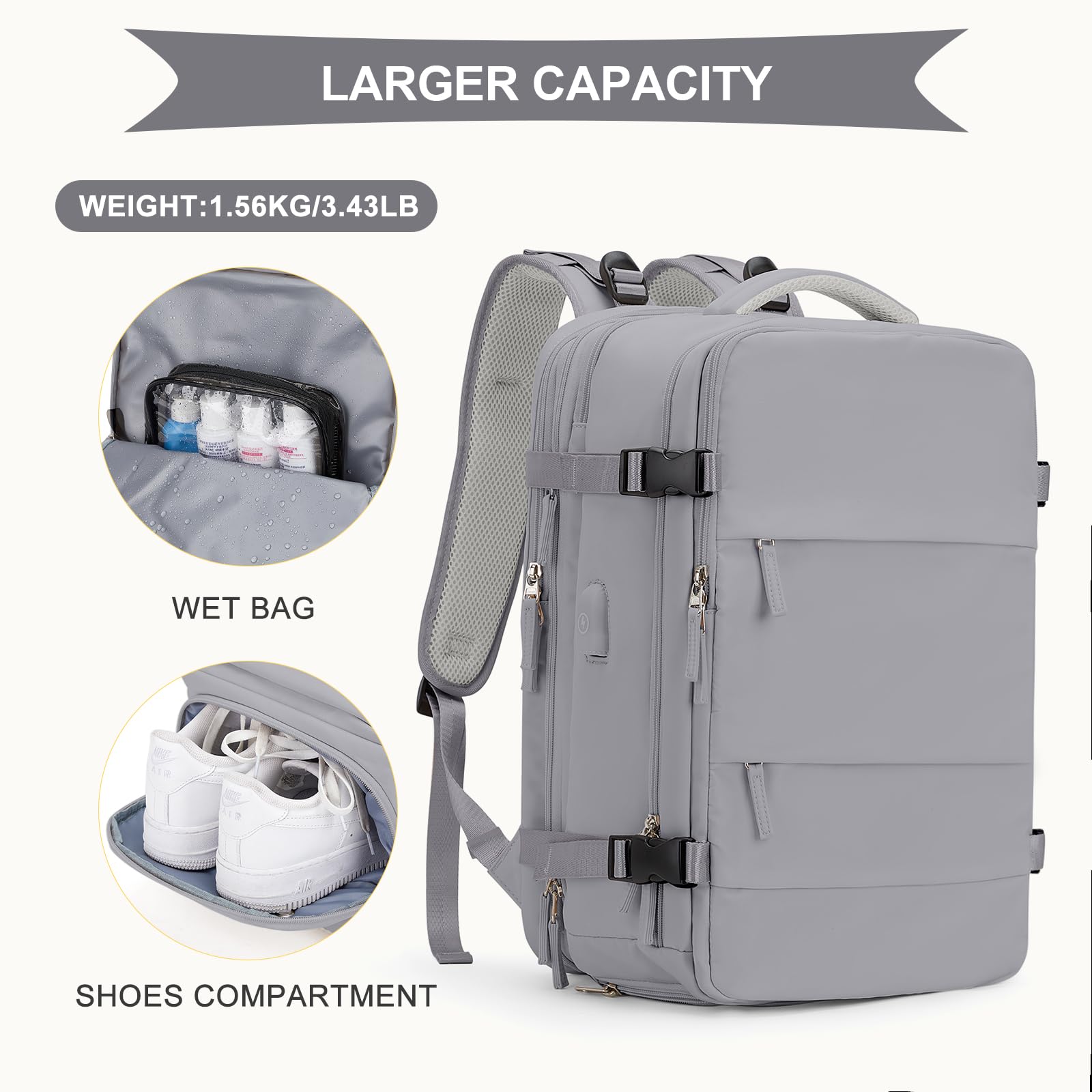 Foto 4 pulgar | Mochila Coowoz de Viaje Impermeable Unisex - Venta Internacional