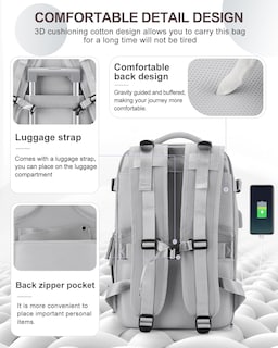 Foto 3 | Mochila de Viaje Impermeable Coowoz Carry On Unisex - Venta Internacional