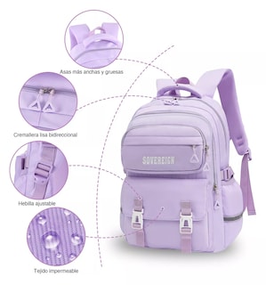 Foto 4 | Set de 3 Mochilas Escolares de Viaje para Laptop con Gran Capacidad en Morado