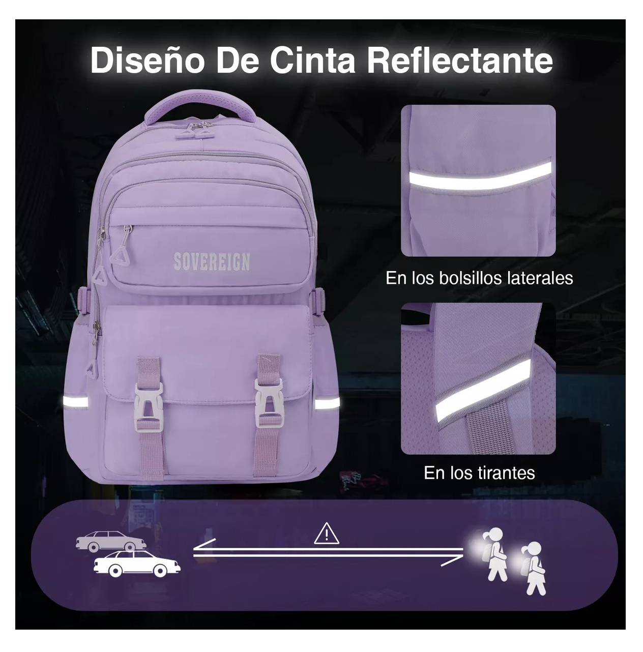 Foto 5 | Set de 3 Mochilas Escolares de Viaje para Laptop con Gran Capacidad en Morado