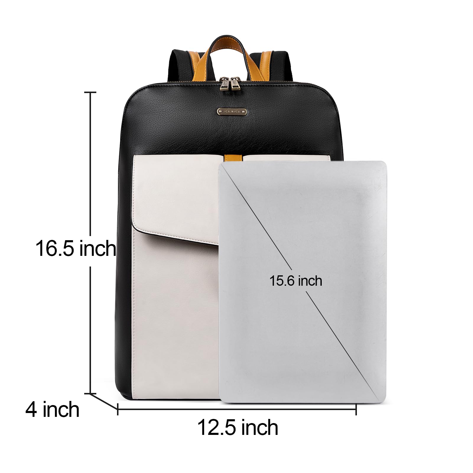 Foto 4 pulgar | Mochila Para Portátil Cluci Leather 15.6'' Para Mujer En Blanco Y Negro - Venta Internacional.