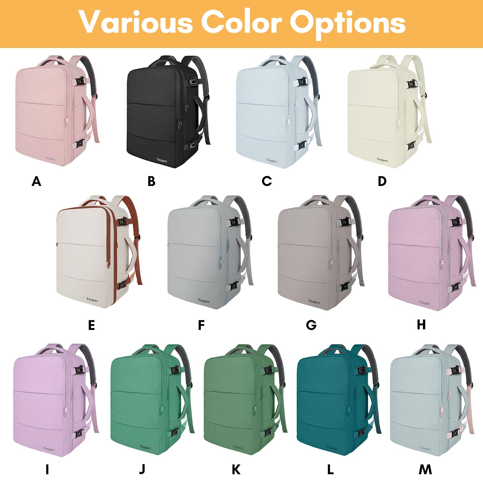 Foto 3 pulgar | Mochila Taygeer Para Mujer De 40 Litros Con Compartimento Para Portátil, Color Caqui Y Blanco - Venta Internacional.