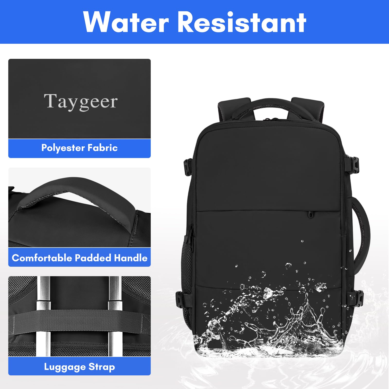 Foto 7 | Mochila de Viaje Taygeer Negra-Venta Internacional