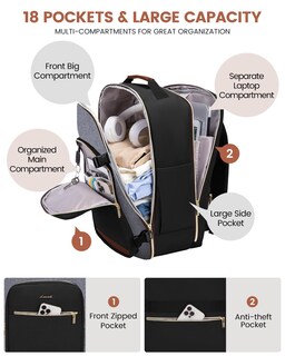 Foto 3 | Mochila de Viaje Lovevook Negra 4 Piezas-Venta Internacional