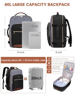 Foto 4 | Mochila de Viaje Lovevook Negra 4 Piezas-Venta Internacional