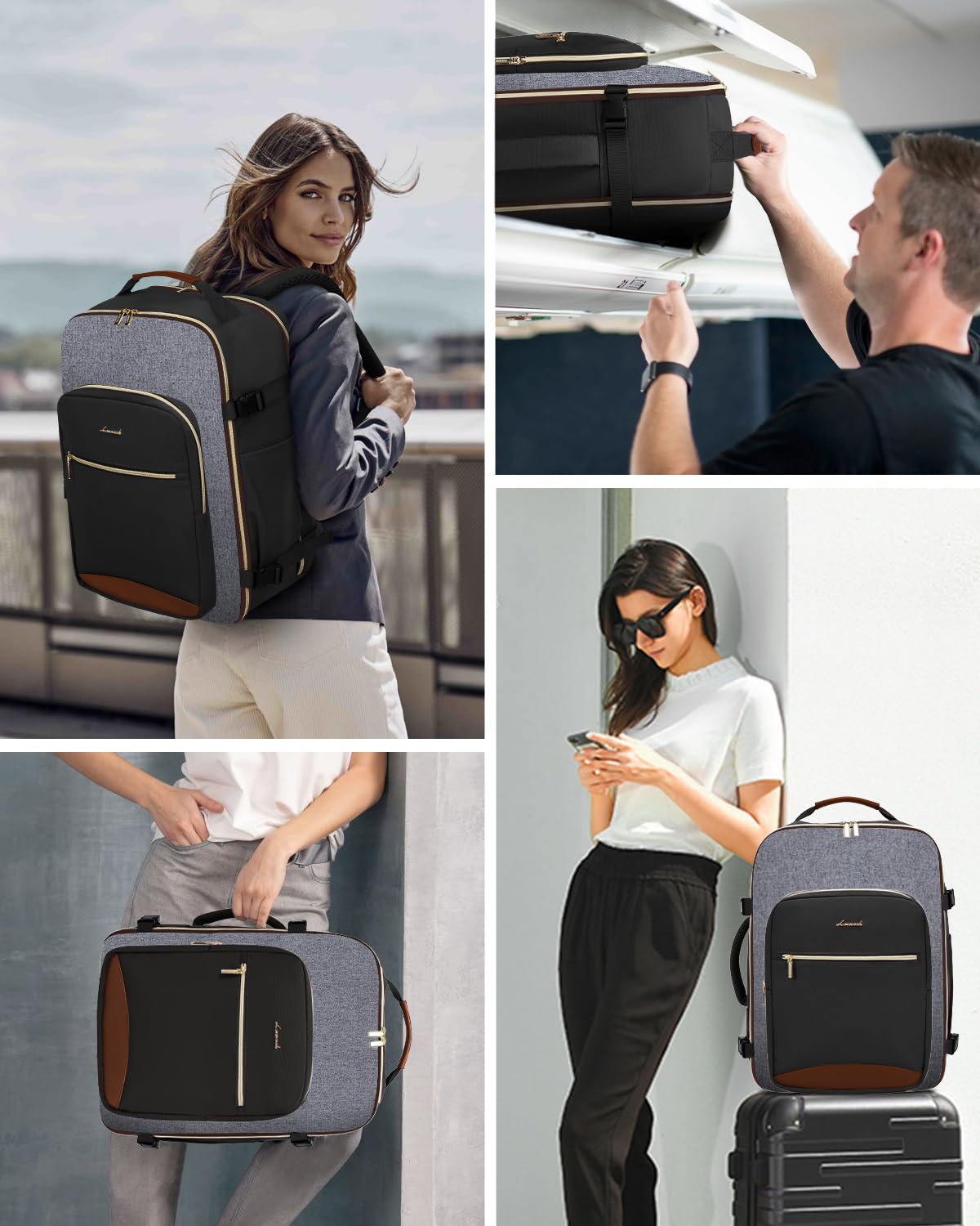 Foto 7 pulgar | Mochila de Viaje Lovevook Negra 4 Piezas-Venta Internacional