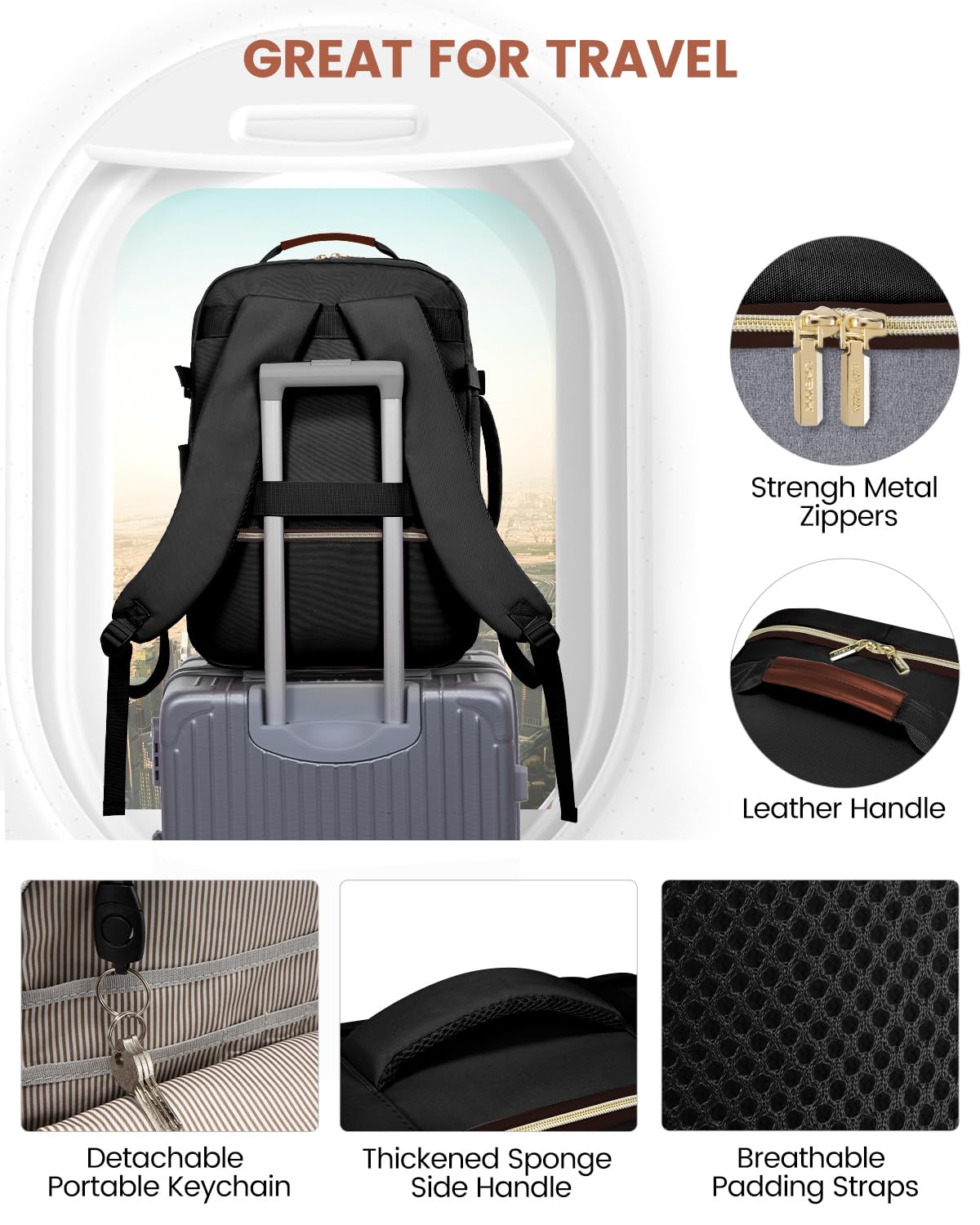 Foto 8 pulgar | Mochila de Viaje Lovevook Negra 4 Piezas-Venta Internacional