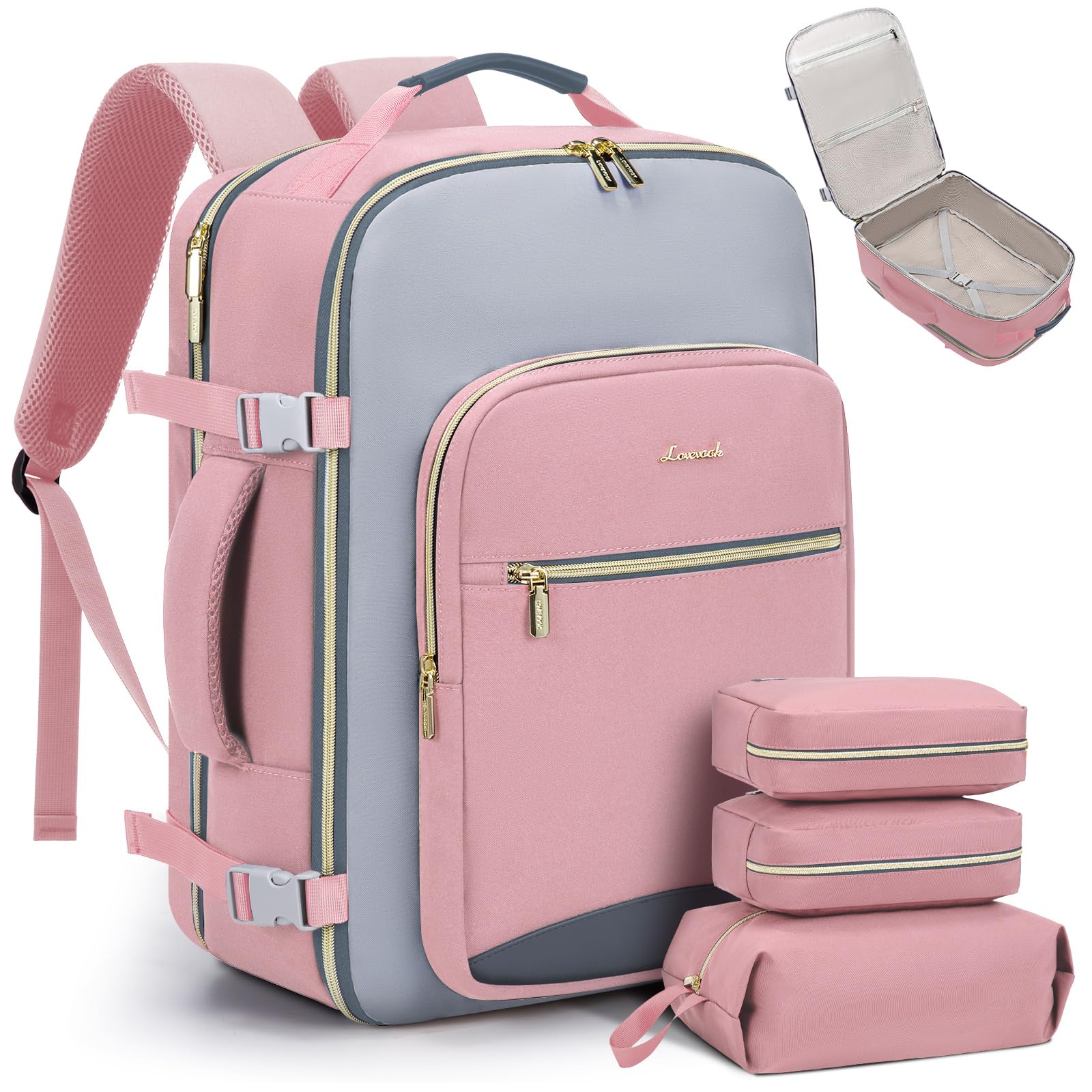 Mochila de Viaje Lovevook Rosa 4 Piezas-Venta Internacional