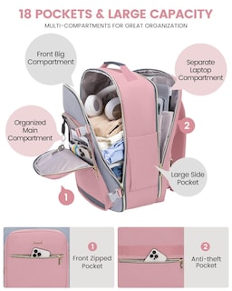 Foto 3 | Mochila de Viaje Lovevook Rosa 4 Piezas-Venta Internacional