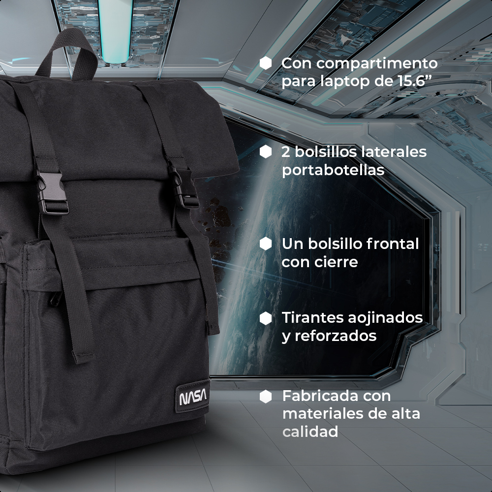 Foto 8 pulgar | Mochila Backpack Nasa Viajero Acojinada Para Laptop 16