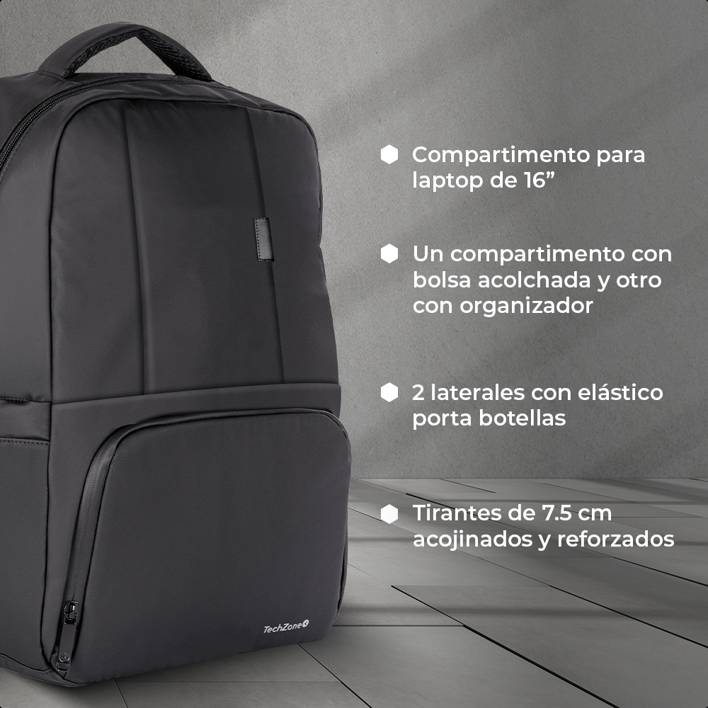 Foto 7 pulgar | Mochila Techzone Backpack Onix Para Viajes Porta Laptop 16