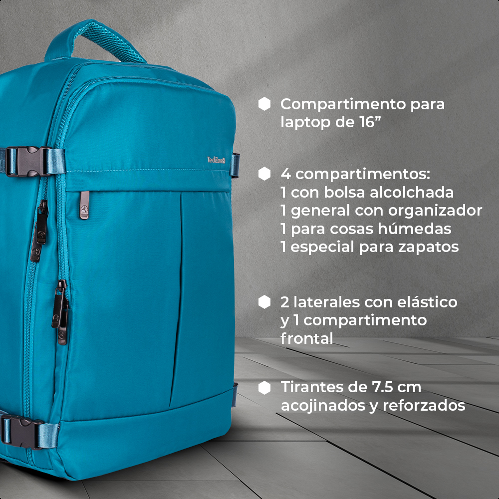 Foto 8 pulgar | Mochila Techzone Exploreocean Para Viajes Porta Laptop 16 B