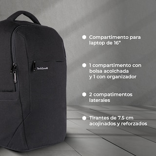 Foto 6 | Mochila Techzone Backpack Onix Para Viajes Porta Laptop 16